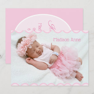Det är ett Photo Rosa Girly Elegant Birth Meddelande