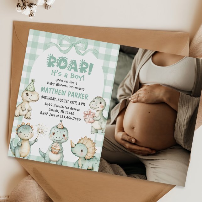 Det är ett pojkdoft Gingham Baby Shower Photo Inbjudningar (Skapare uppladdad)
