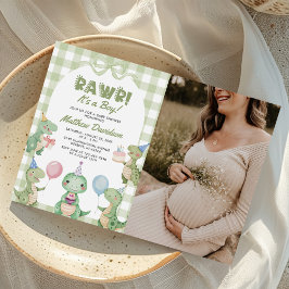 Det är ett pojkdoft Gingham Baby Shower Photo Inbjudningar