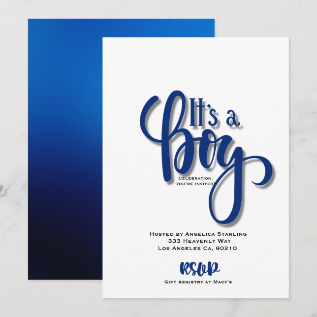 Det är ett pojkmeddelande kort (Fram/baksida)