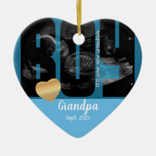 Det är ett pojkmeddelande - Sonogram med DIY Text Julgransprydnad Keramik
