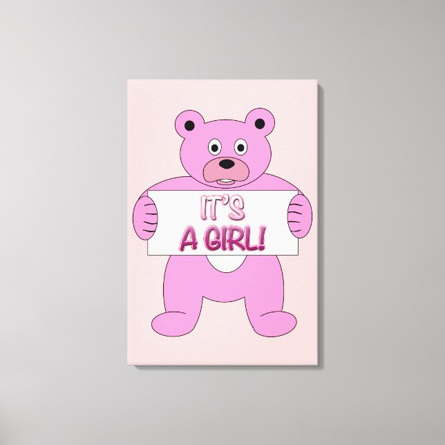 Det är ett Rosa Bear för flickor Canvastryck (Framsida)