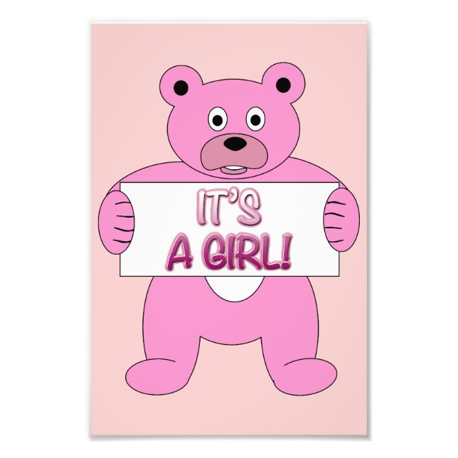 Det är ett Rosa Bear för flickor Fototryck (Framsidan)