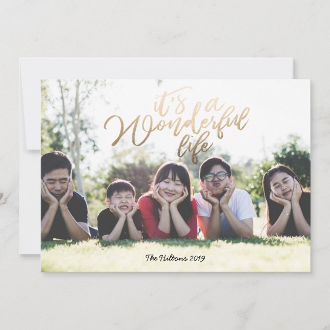 Det är ett underbart liv Gold Foil-julfoto Julkort (Framsida)