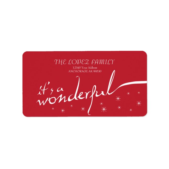 Det är ett underbart liv, Red Helgdag Adressetikett (Framsidan)
