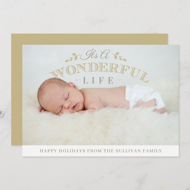 Det är ett underbart livsoffert för julfoto Baby Julkort (Fram/baksida)