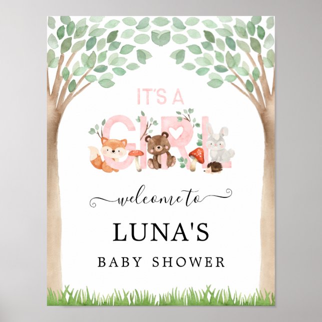 Det är ett välkomstbesök för en flicka Woodland Ba Poster (Framsidan)