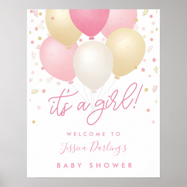 Det är ett välkomstPoster för Rosa Baby Shower Poster (Framsidan)