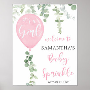 Det är ett välkomsttecken för rosa-ballongen baby poster