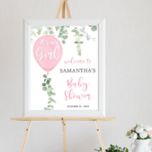 Det är ett välkomsttecken för rosa-ballonger för b poster