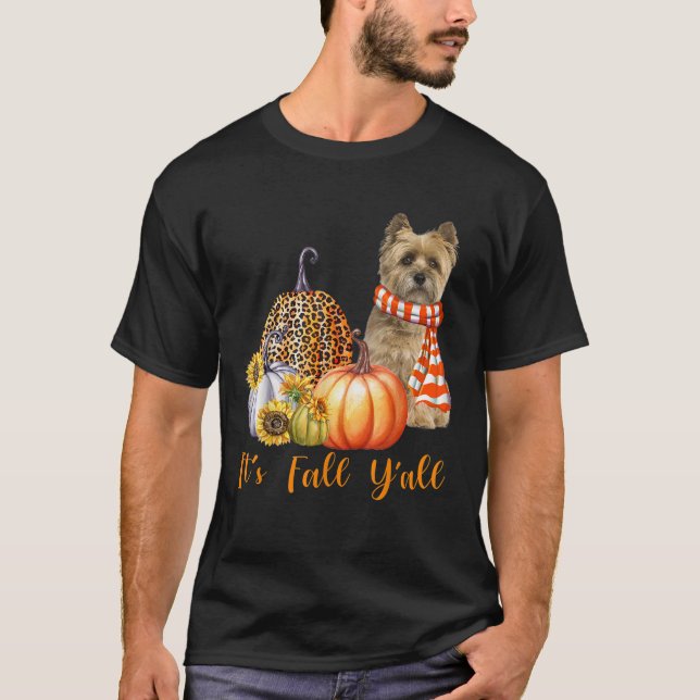 Det är Fall Y all Cairn Terrier Hund Leopard Pumpk T Shirt (Framsida)