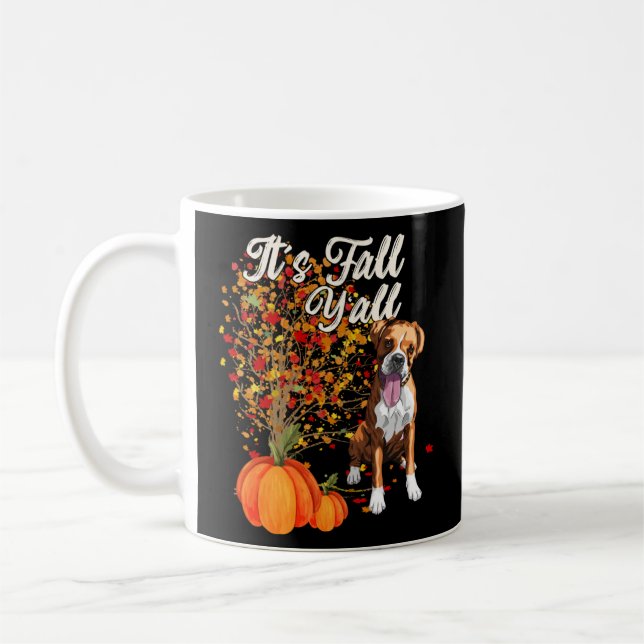 Det är Fall Y all Cute Boxer Hund Höst Kaffemugg (Vänster)
