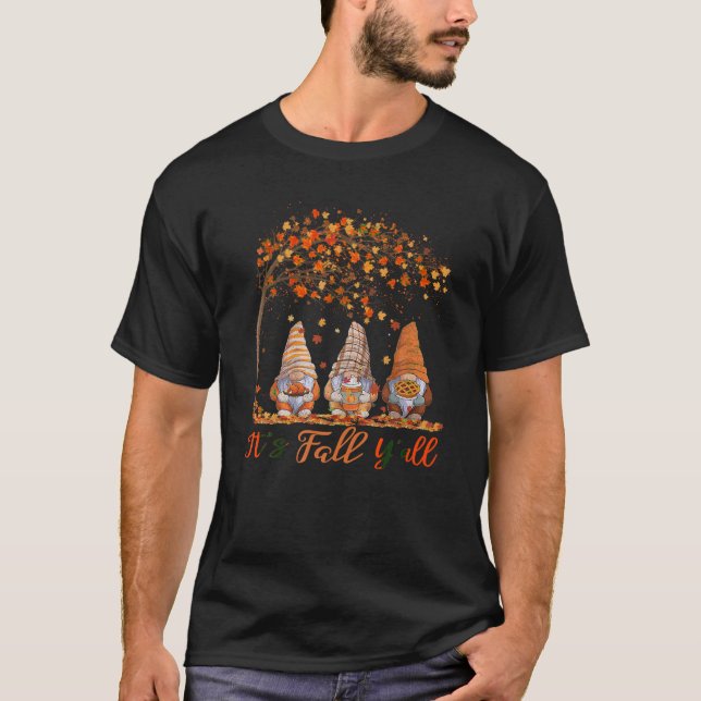 Det är Fall Y all Cute Gnomes Pumpkin Höst Träd Fa T Shirt (Framsida)