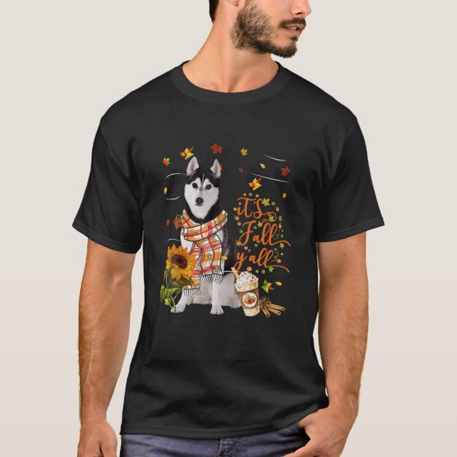 Det är Fall Y All Husky Hund Thanksgiving Hallowee T Shirt (Framsida)