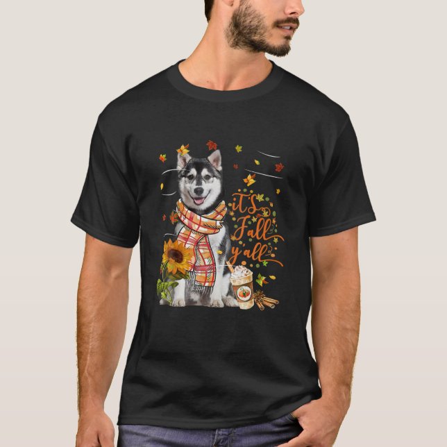 Det är Fall Y All Husky Hund Thanksgiving Hallowee T Shirt (Framsida)