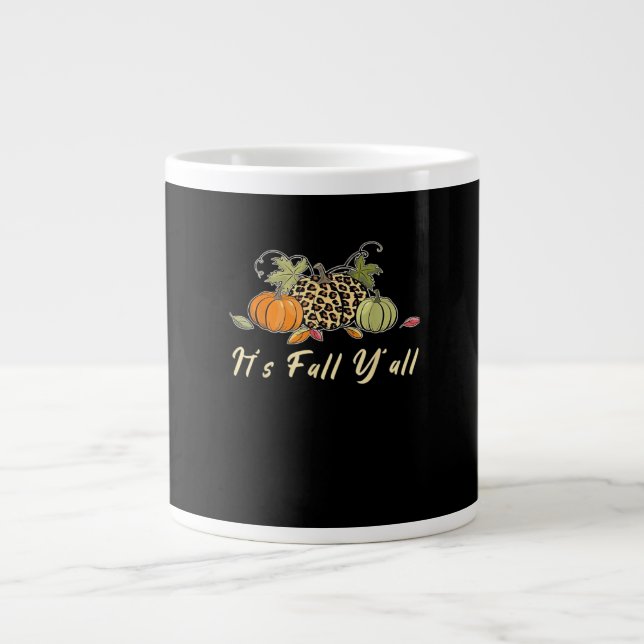 Det är Fall Y’all Lycklig Autumn Fall Y’all Leopar Jumbo Mugg (Framsidan)