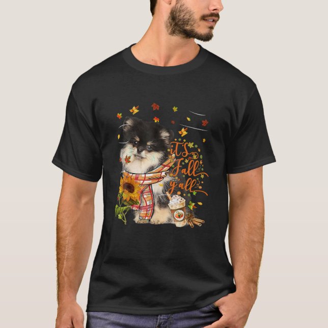 Det är Fall Y All Pommern Hund Thanksgiving T Shirt (Framsida)