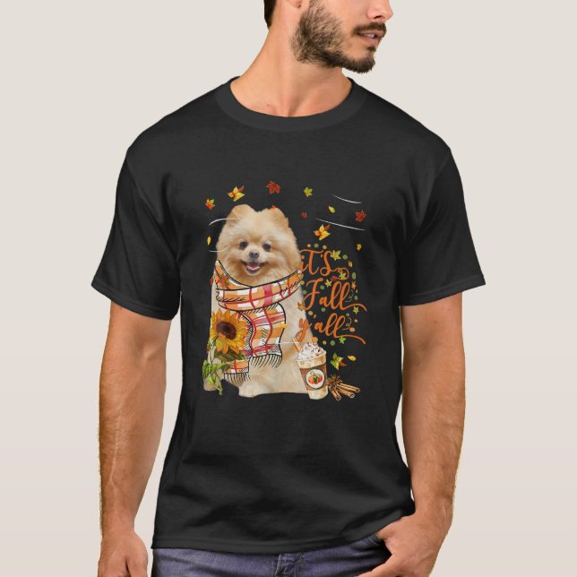 Det är Fall Y All Pommern Hund Thanksgiving T Shirt (Framsida)