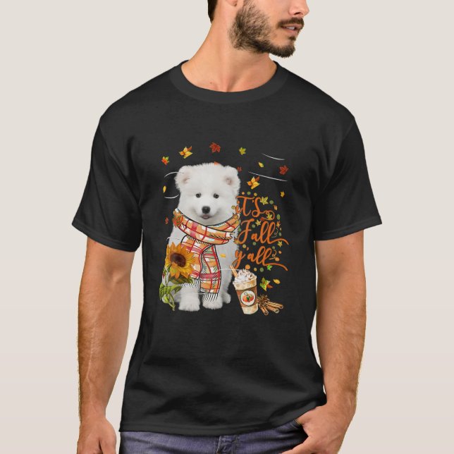 Det är Fall Y All Samoyed Hund Thanksgiving Hallow T Shirt (Framsida)