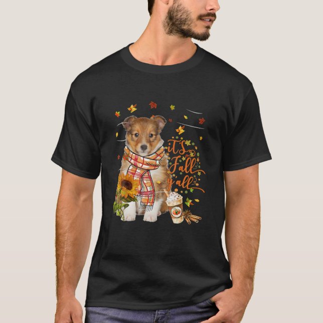Det är Fall Y All Shetland Sheepdog-Thanksgiving T Shirt (Framsida)