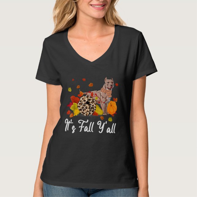Det är Fall Y'all American Bully Hund Thanksgiving T Shirt (Framsida)