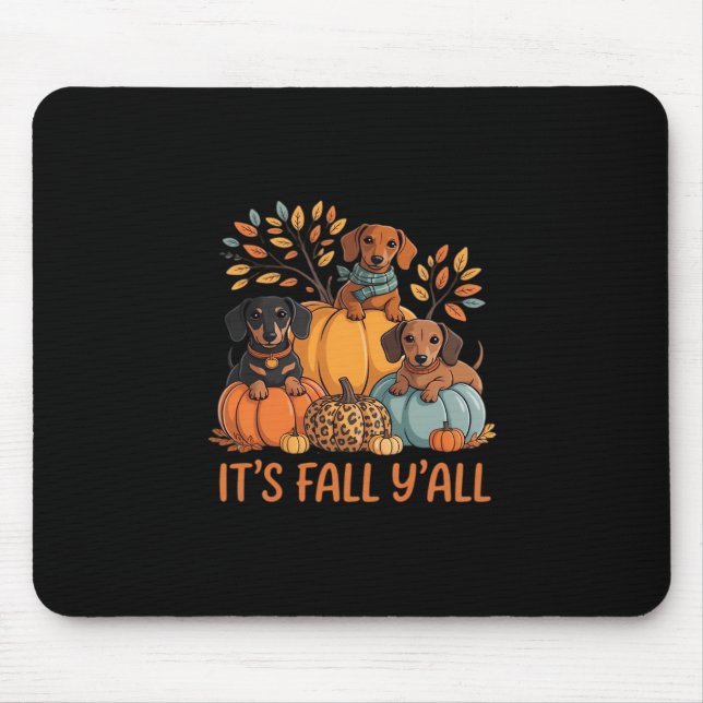 Det är Fall Y'all Autumn Dachshund Pumpkins Fall Musmatta (Framsidan)