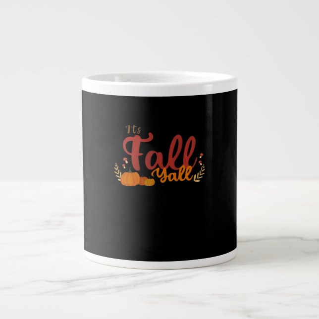 Det är "Fall Y'all Autumn Pumpkins and Mushroom De Jumbo Mugg (Framsidan)