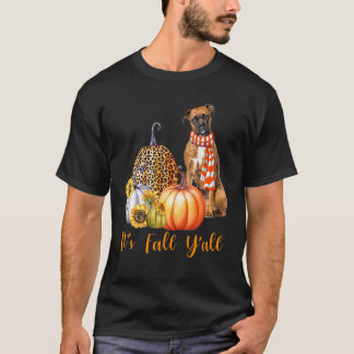Det är Fall Y'all Boxer Hund Leopard Pumpkin Fall T Shirt