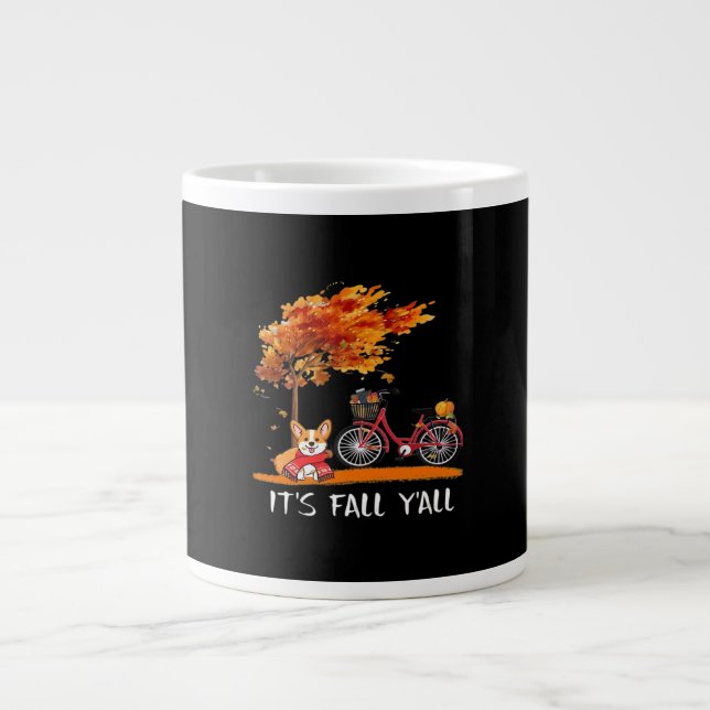 Det är Fall Y'all Cardigan Hund Autumn Design Funn Jumbo Mugg (Framsidan)