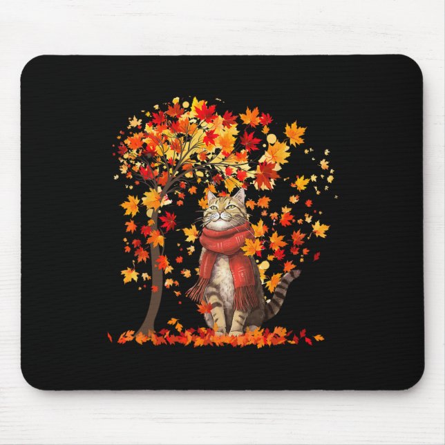 Det är Fall Y'all Cat Löv Fall Träd Hej Hösten Musmatta (Framsidan)
