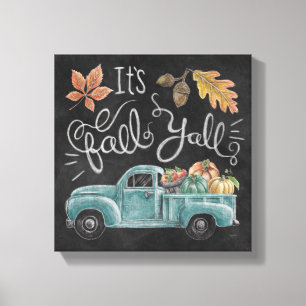 Det är Fall Y'all - Chalkboard Lastbil Canvastryck