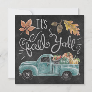 Det är Fall Y'all - Chalkboard Lastbil Julkort