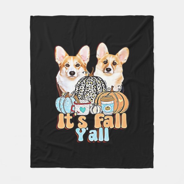 Det är Fall Y'all Corgis Unique Aesthetic Fleecefilt (Framsidan)