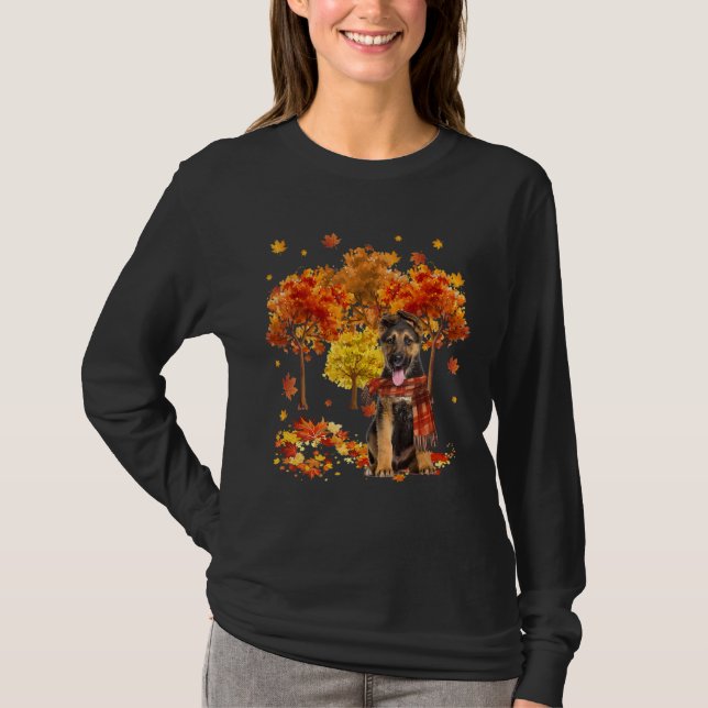 Det är Fall Y'all Cute German Shepherd Autumn Träd T Shirt (Framsida)