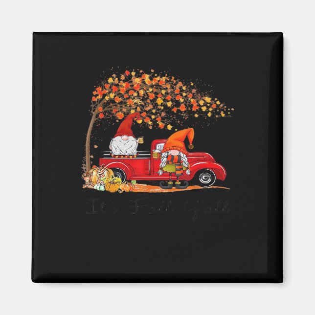 Det är Fall Y'all Cute Gnomes Träd Höst löv Magnet (Framsidan)