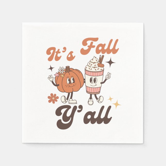 Det är Fall Y'all - Cute Pumpkin Spice Fall Pappersservett (Framsidan)