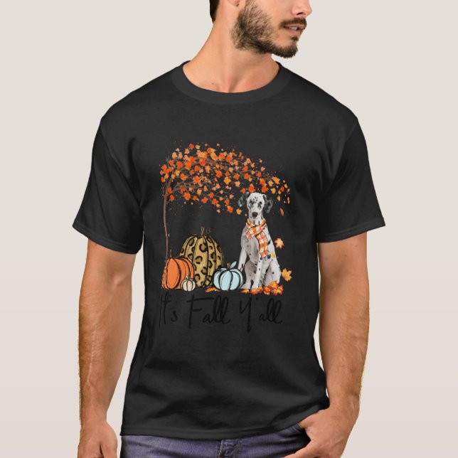 Det är Fall Y'All Dalmatian Hund älskare Pumpkin A T Shirt (Framsida)