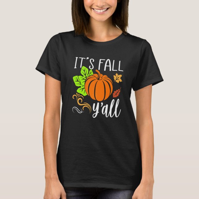 Det är Fall Y'all Fall Autumn Watercolor T Shirt (Framsida)