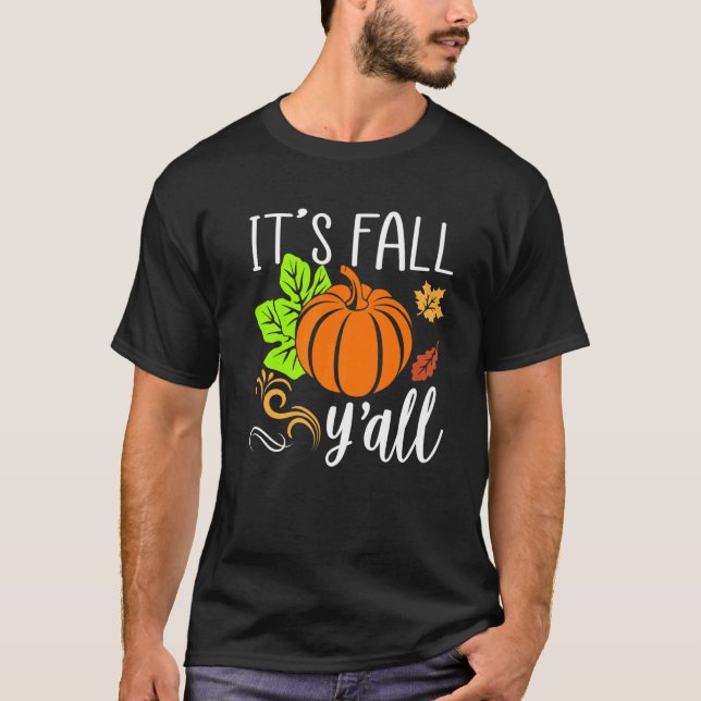 Det är Fall Y'all Fall Autumn Watercolor T Shirt (Framsida)