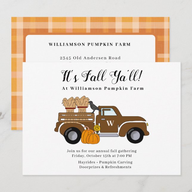 Det är Fall Ya'll Fall Party-inbjudan Inbjudningar (Fram/baksida)