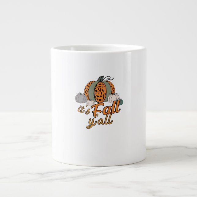 Det är Fall Y'all, Fall Y'all, Lung Pumpkins Leopa Jumbo Mugg (Framsidan)