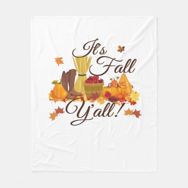 Det är Fall Y'all Funny & Coola Retro Fleecefilt (Framsidan)