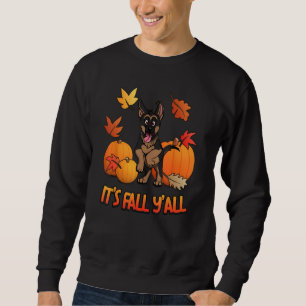 Det är Fall Y'all German Shepherd Puppy Pumpkin Ed Lång Ärmad Tröja