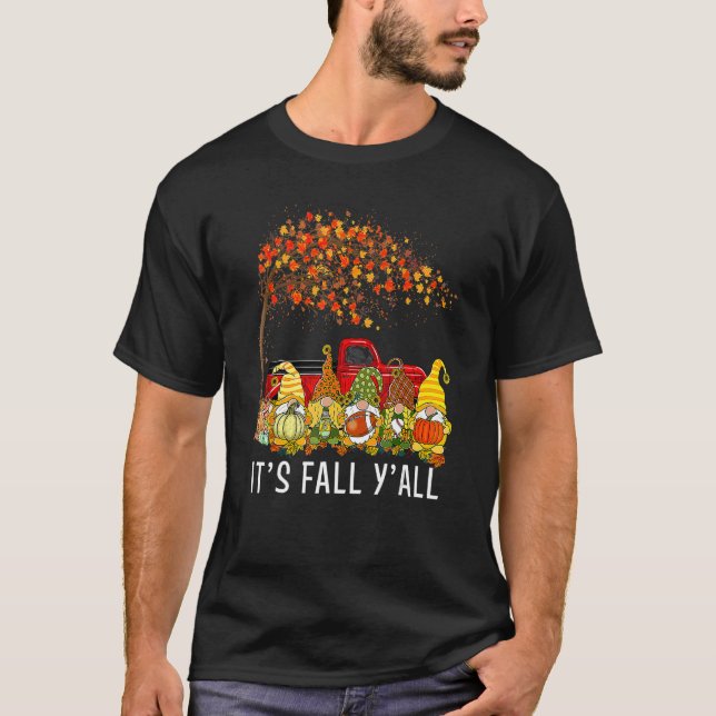 Det är Fall Y'all Gnomes Pumpkin Autumn Vibes Tack T Shirt (Framsida)