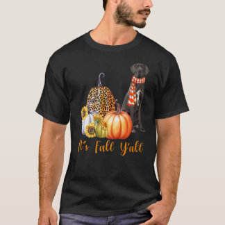 Det är Fall Y'all Great dane Hund Leopard Pumpkin T Shirt