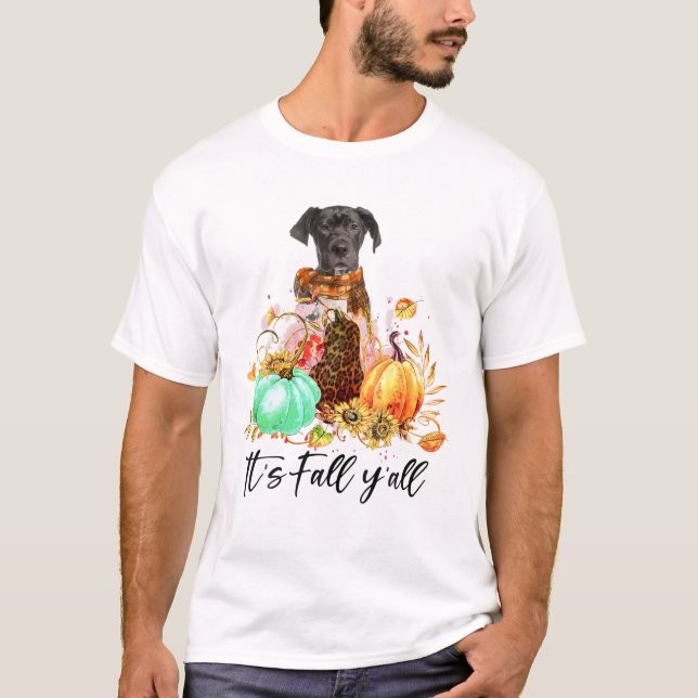Det är Fall Y'all - Great dane Hundälskare Hösthav T Shirt (Framsida)