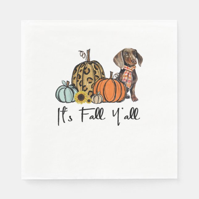 Det är Fall Y'all Gult Dachshund Hund Leopard Pump Pappersservett (Framsidan)