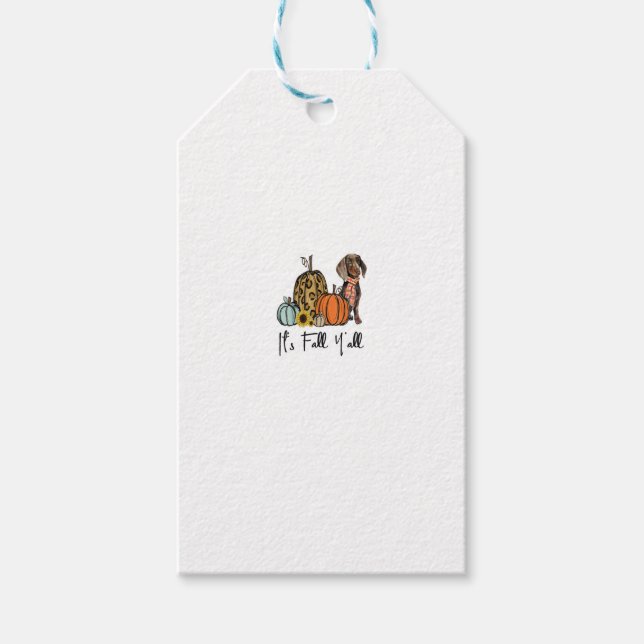 Det är Fall Y'all Gult Dachshund Hund Leopard Pump Presentetikett (Framsidan)