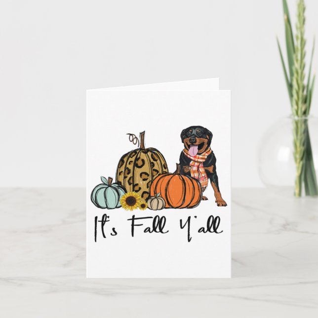 Det är "Fall Y'all Gult Rottweiler Hund Leopard Pu Kort (Framsida)