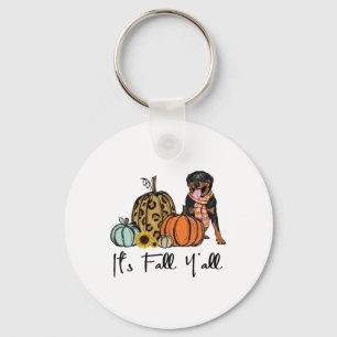 Det är "Fall Y'all Gult Rottweiler Hund Leopard Pu Nyckelring